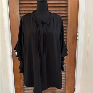 Vince Camuto Black Ruffle Sleeve Blouse